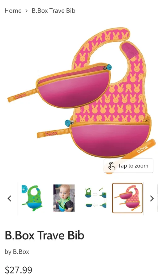 New B.Box Travel Bib + Silicone Spoon image indicator(3)