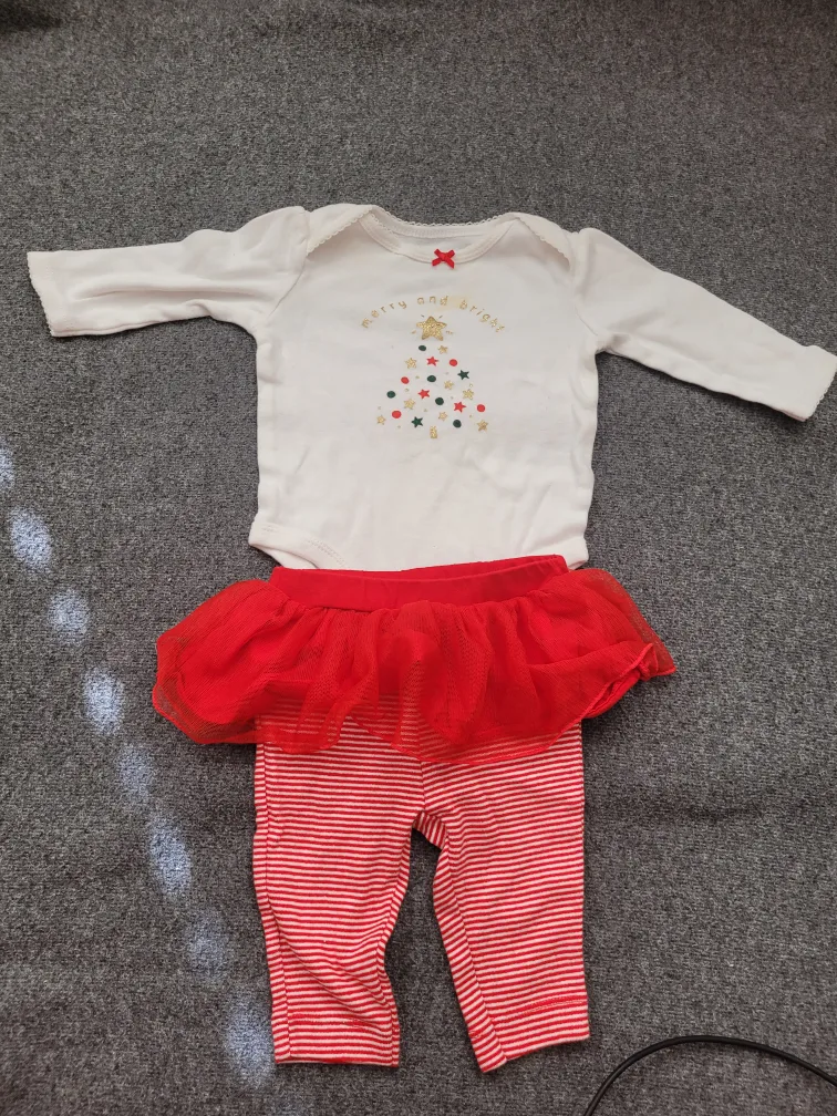 Carter's 3M Christmas Outfit - Bodysuit, Skirt, Leggings thumbnail