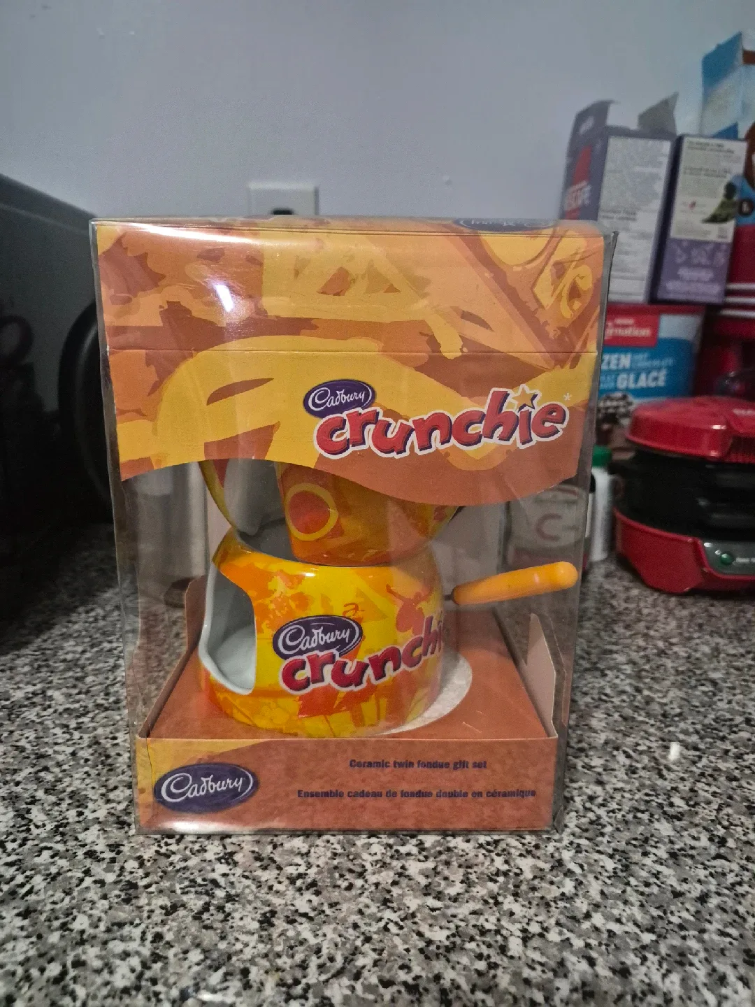 Cadbury Crunchie ceramic twin fondue gift set unused thumbnail