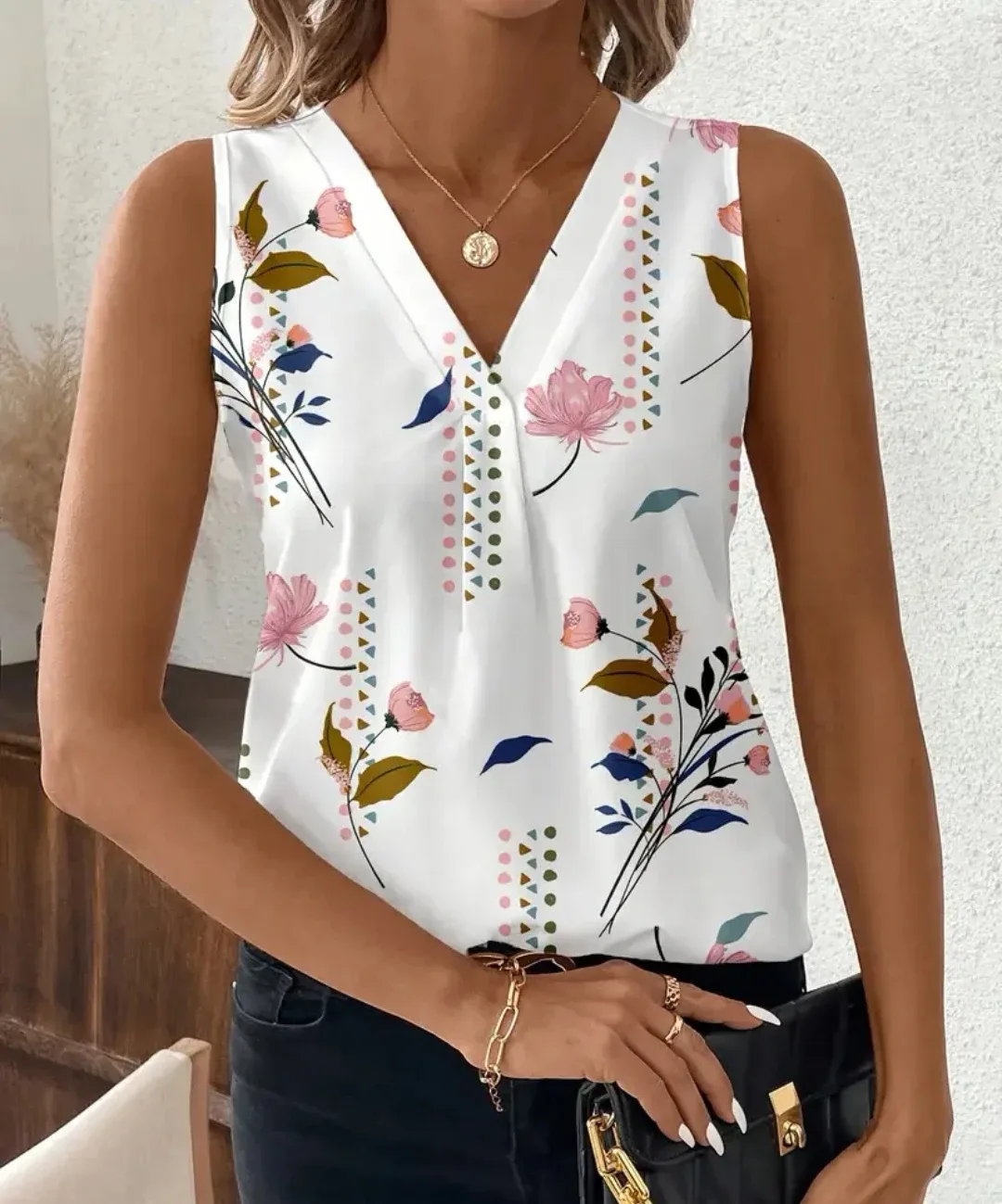 Floral Print Sleeveless Top Size XXL