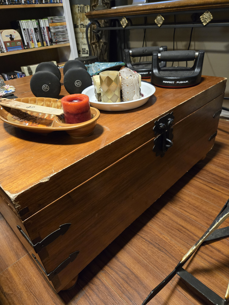 antique table with storage