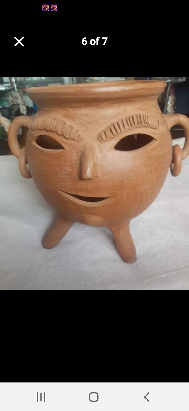 Clay Planter with Face Design
