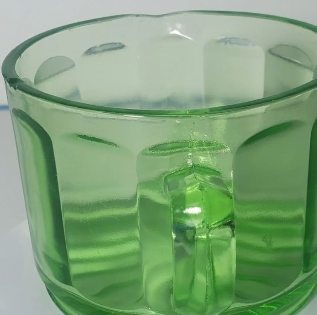 Antique Creamer With Handle Uranium Glass image indicator(4)