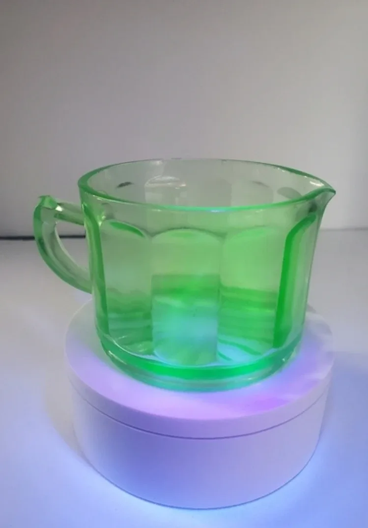 Antique Creamer With Handle Uranium Glass image indicator(8)