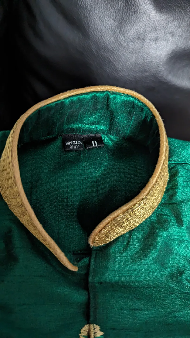 Kids' Green & Gold Sherwani Outfit - Size 0 image indicator(2)