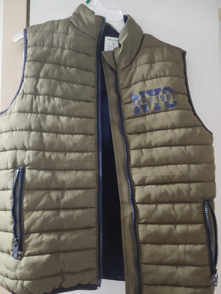 Aeropostale Kids Olive Green Puffer Vest - Size 10 image indicator(2)