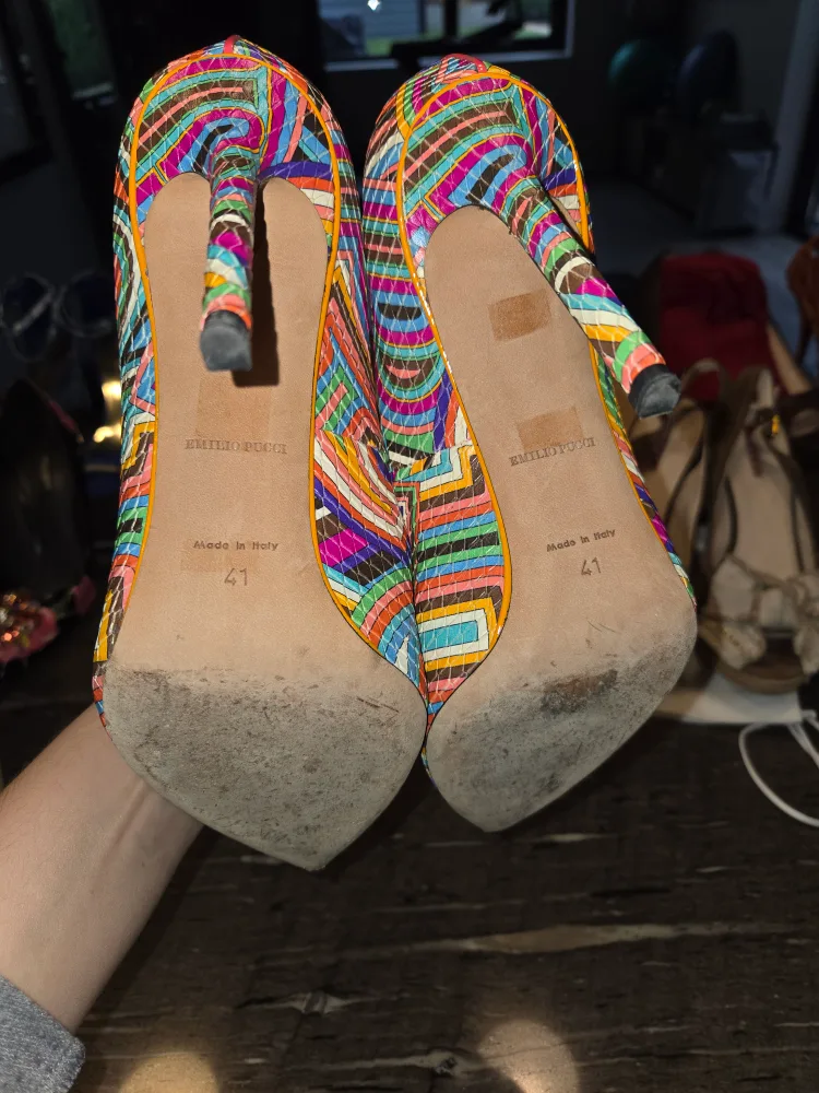 Emilio Pucci Multicolor Patterned Heels - Size 41 image indicator(5)