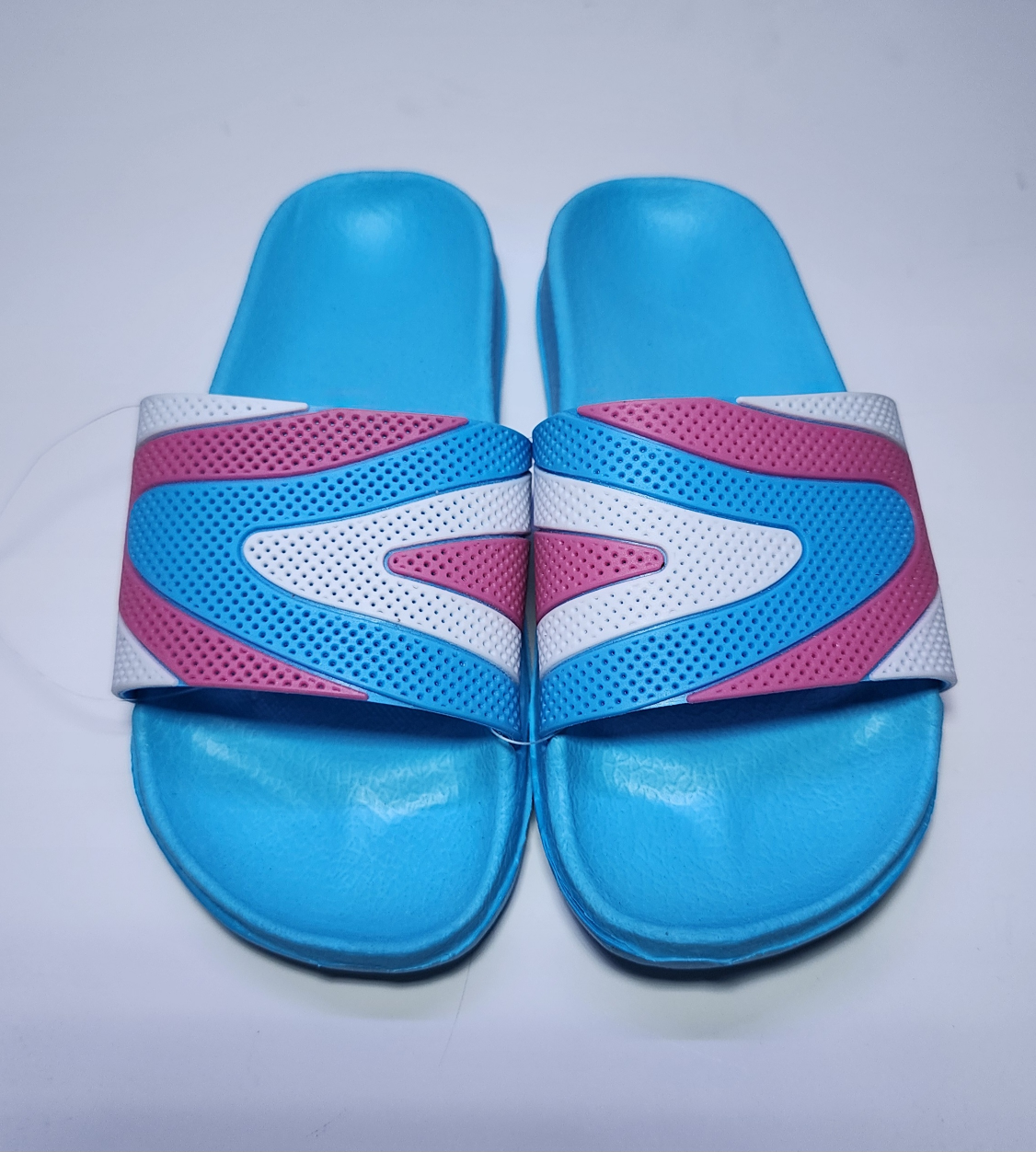 Unisex Color Block Blue, Pink, White Slides - Size 1 Big Kid - photo 2