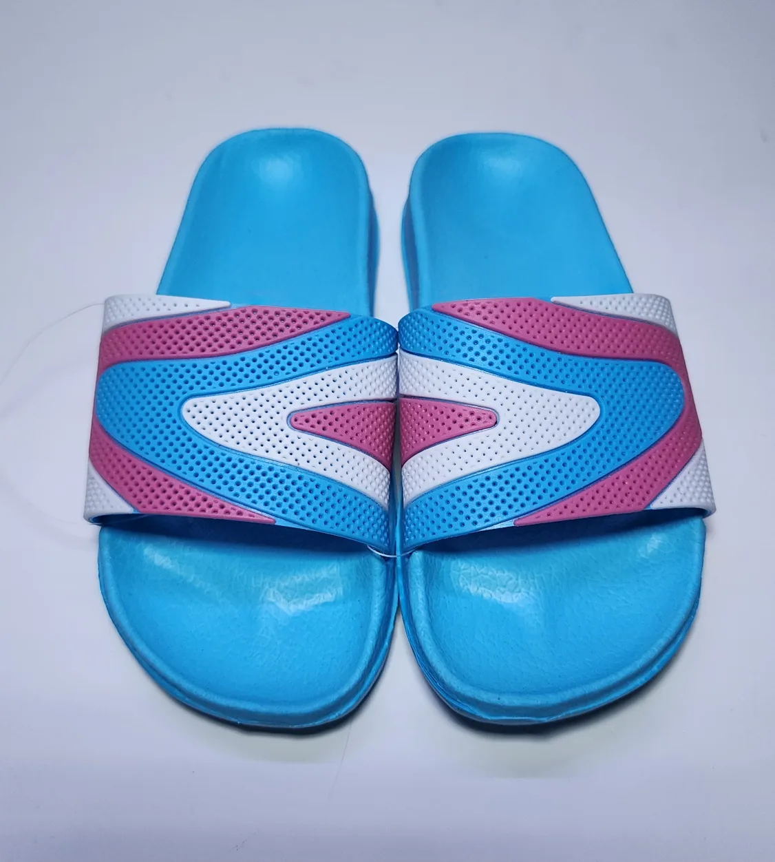 Unisex Color Block Blue, Pink, White Slides - Size 1 Big Kid image indicator(2)
