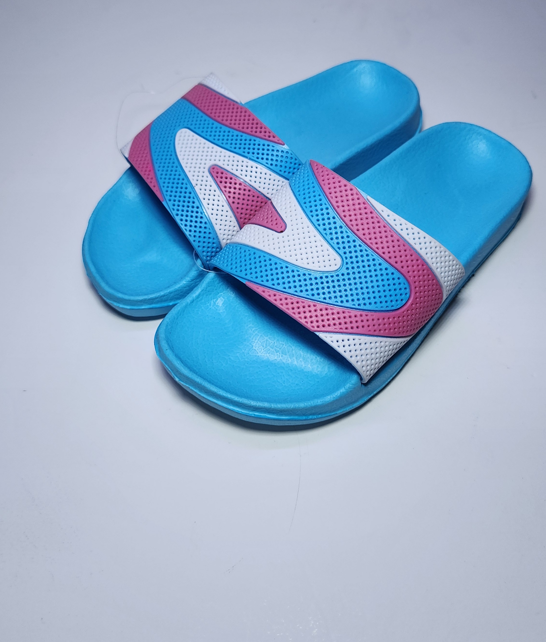 Unisex Color Block Blue, Pink, White Slides - Size 1 Big Kid - photo 3