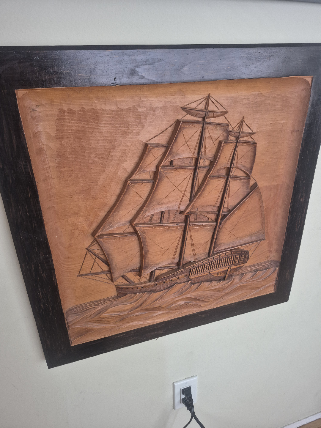 Wood Carved Sailing Ship Wall Art