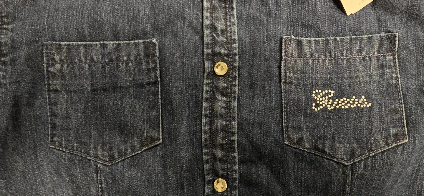 NEW! Guess Denim Shirt with Floral Embroidery! Size Kids 14 image indicator(3)