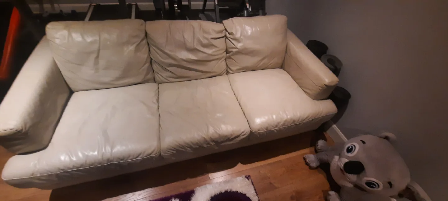 Cream Leather Sofa image indicator(2)