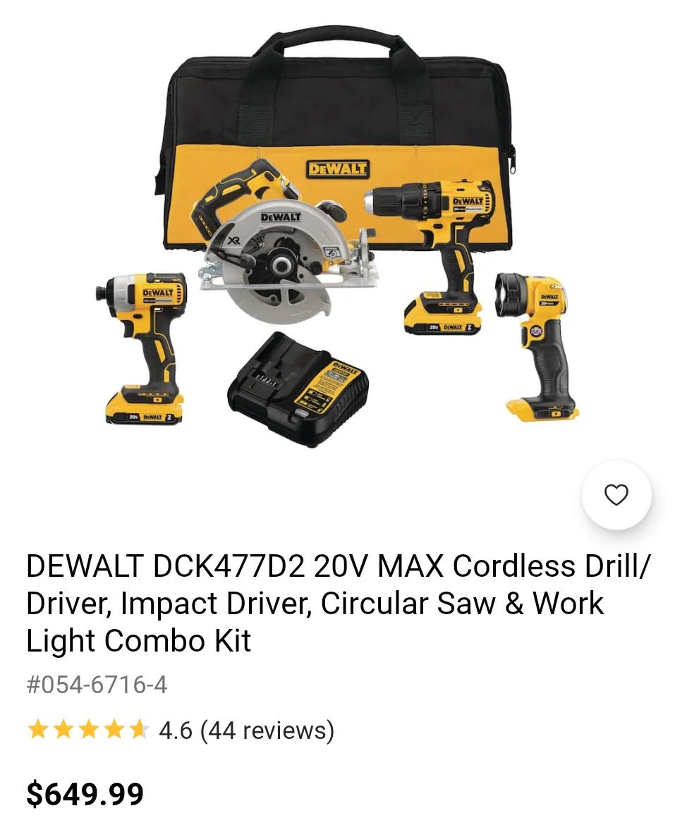 #cleanout DeWalt DCK477D2 20V MAX Cordless Drill Combo Kit image indicator(3)