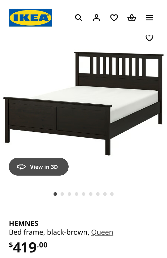 IKEA Hemnes Queen Bed Frame - Black-Brown - photo 3