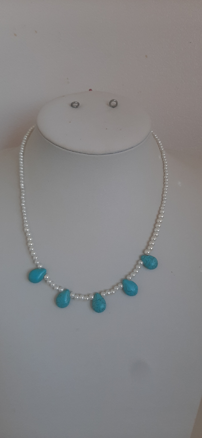 Turquoise & Peach Beaded Necklace - photo 3