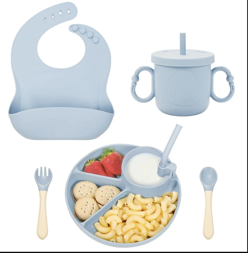 MIICASA Silicone Baby Feeding Set Purple