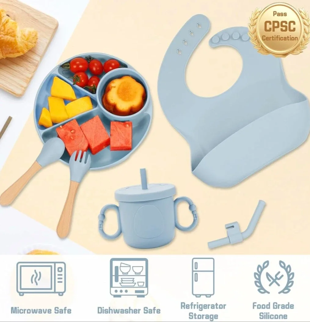 MIICASA Silicone Baby Feeding Set Purple image indicator(2)