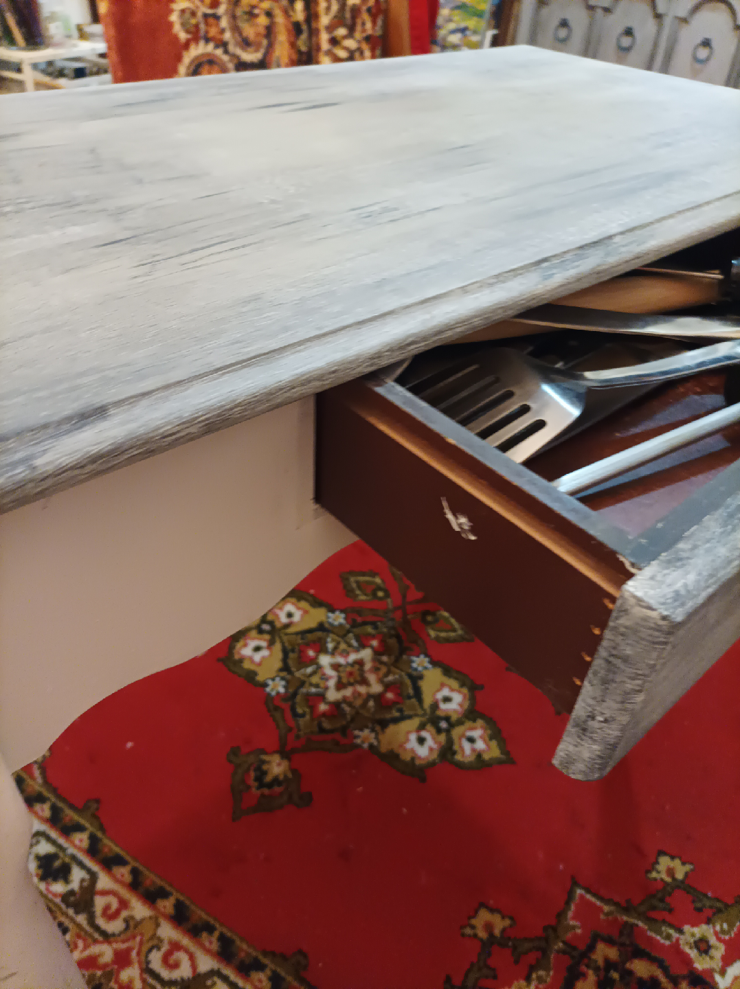 Grey Painted Wooden Desk with Drawer - photo 4