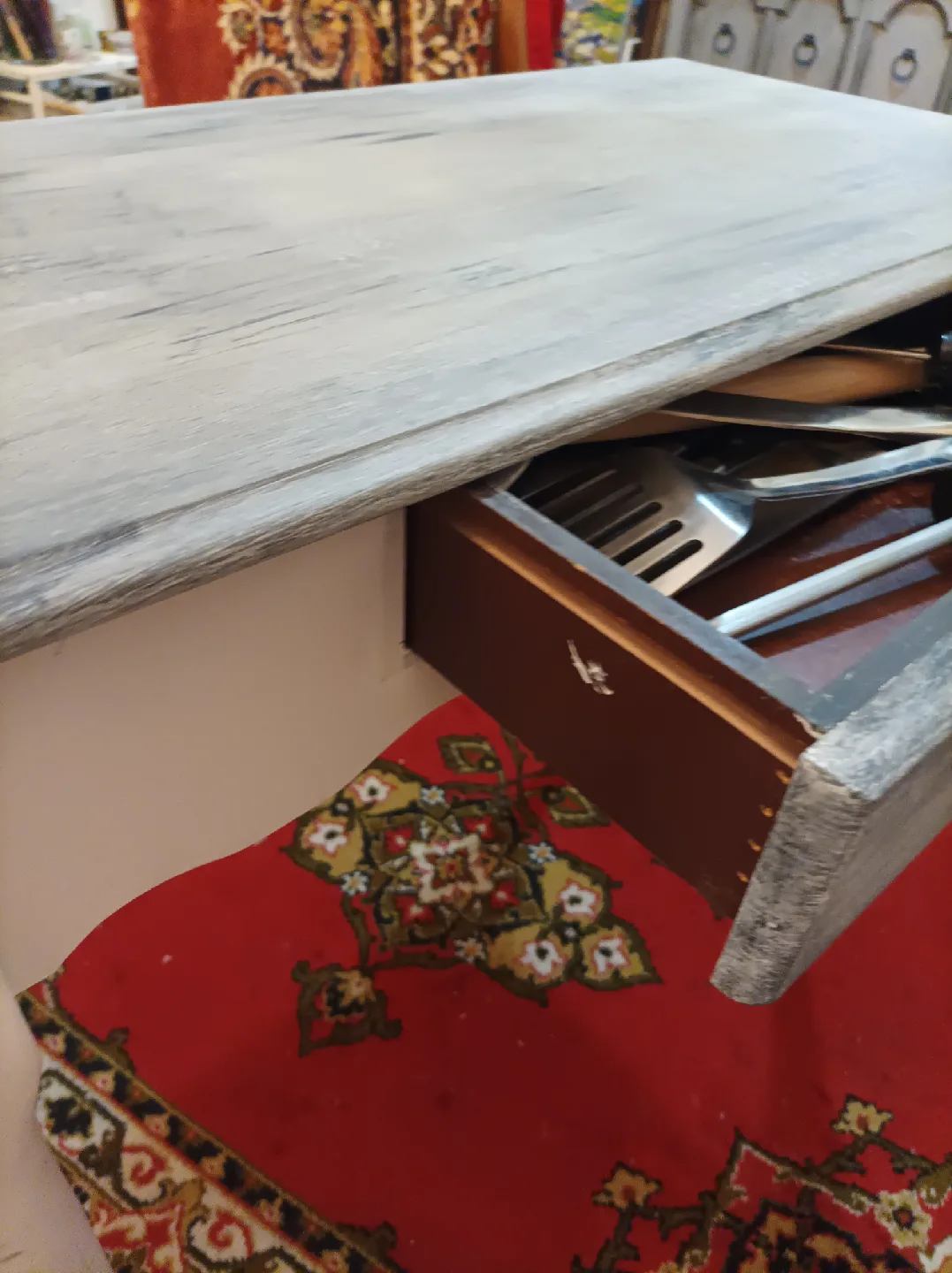 Grey Painted Wooden Desk with Drawer image indicator(4)