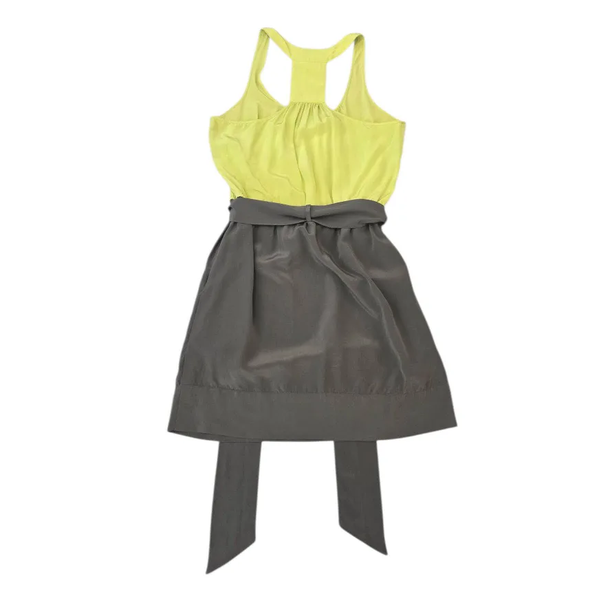 Charlie Jade 100% Silk Lime Green and Gray Dress Small image indicator(2)