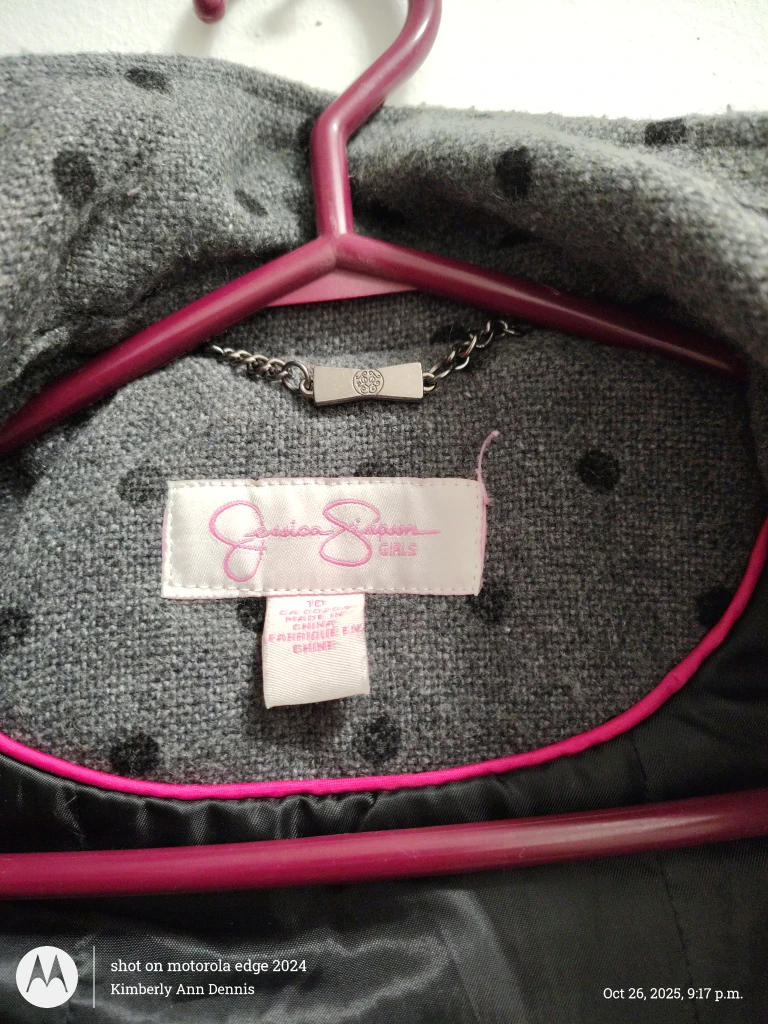 Jessica Simpson Girls Grey Polka Dot Coat - photo 5