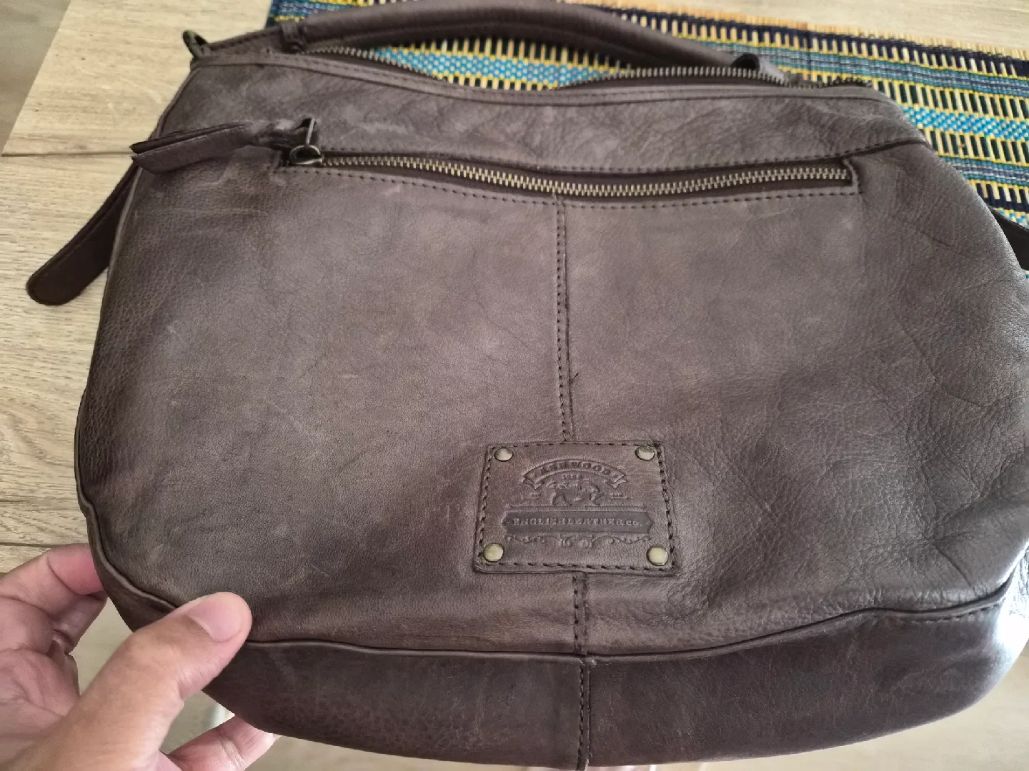 Ashwood Genuine Leather Brown Woven Bag image indicator(2)