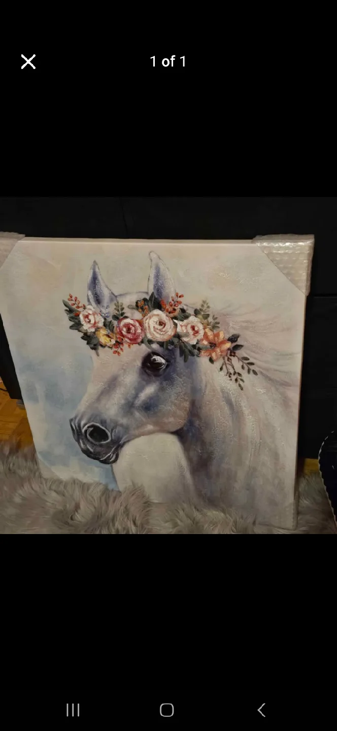 Horse with Floral Crown Canvas Print thumbnail