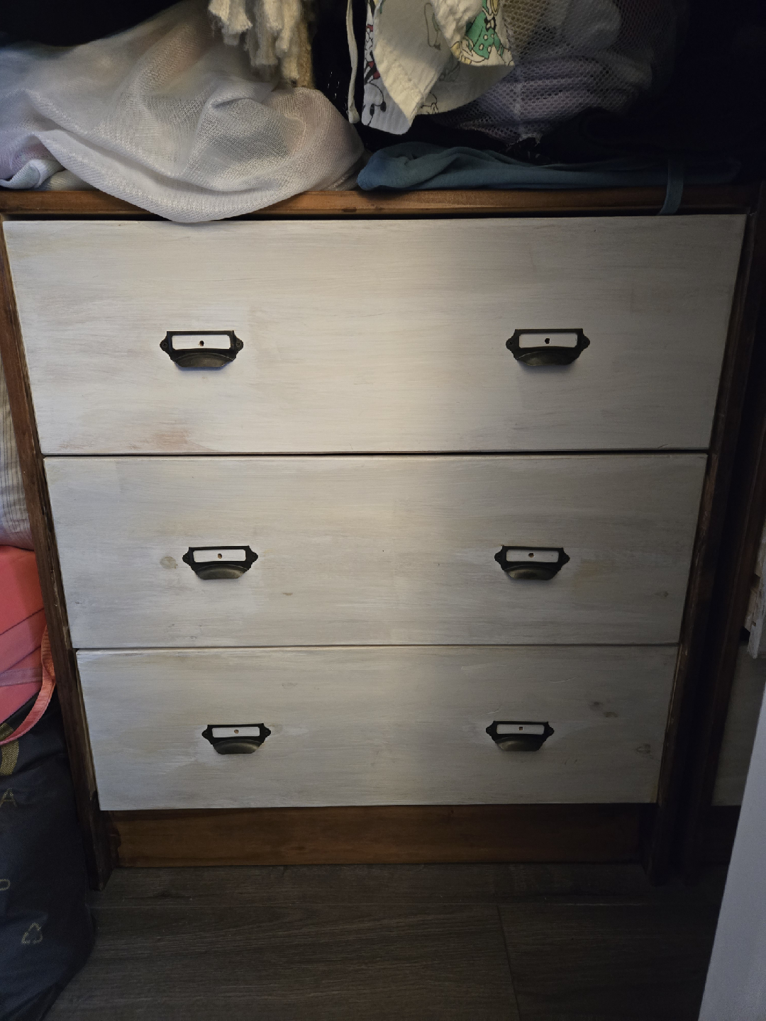 Two White Wooden 3-Drawer Dresser