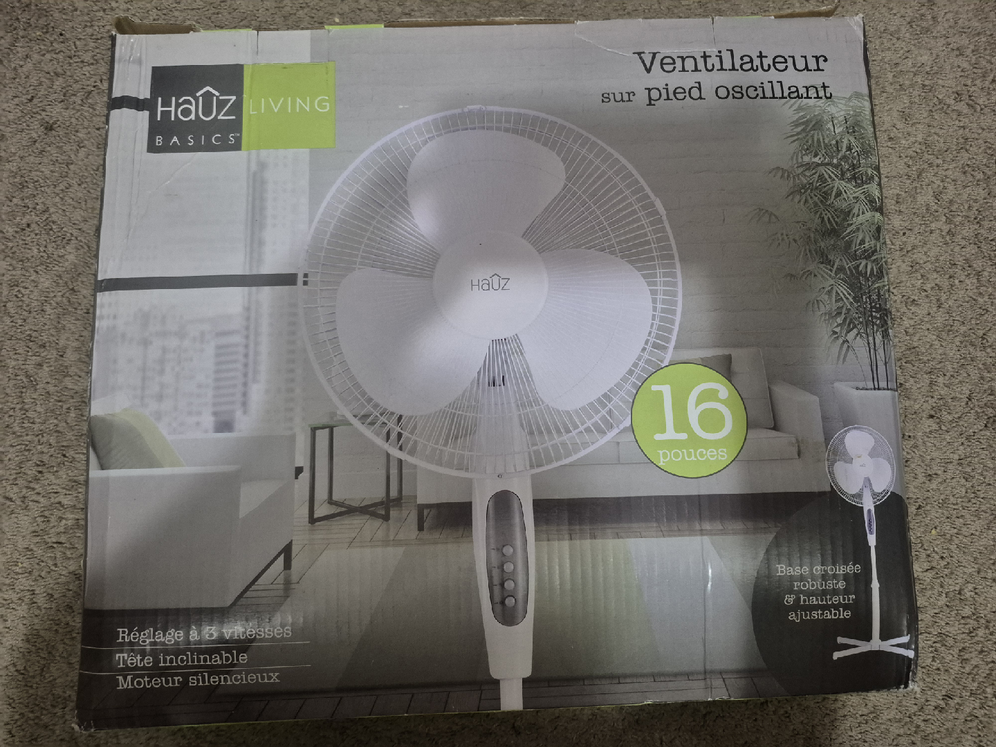 Haüz Living Basics Oscillating Pedestal Fan - 16 inch