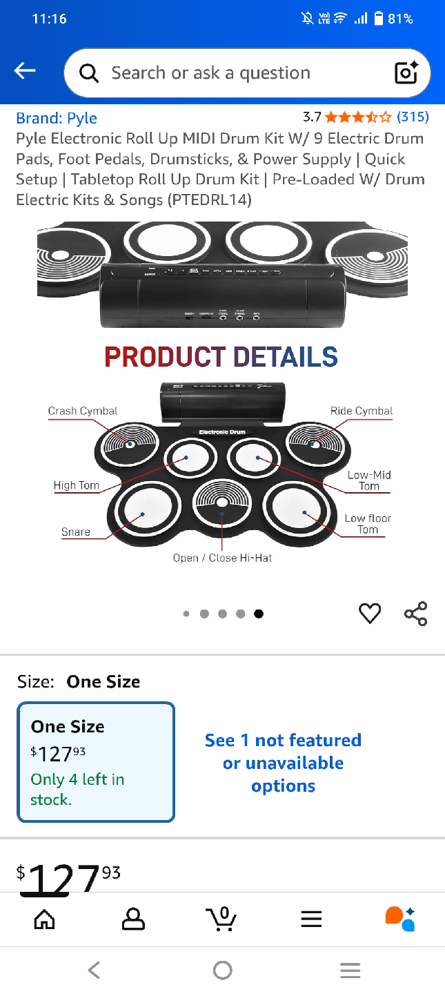 Pyle Electronic Roll Up MIDI Drum Kit - photo 2