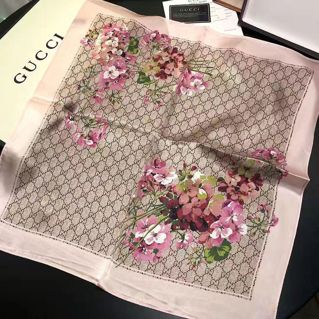 Gucci Floral Print Silk Scarf