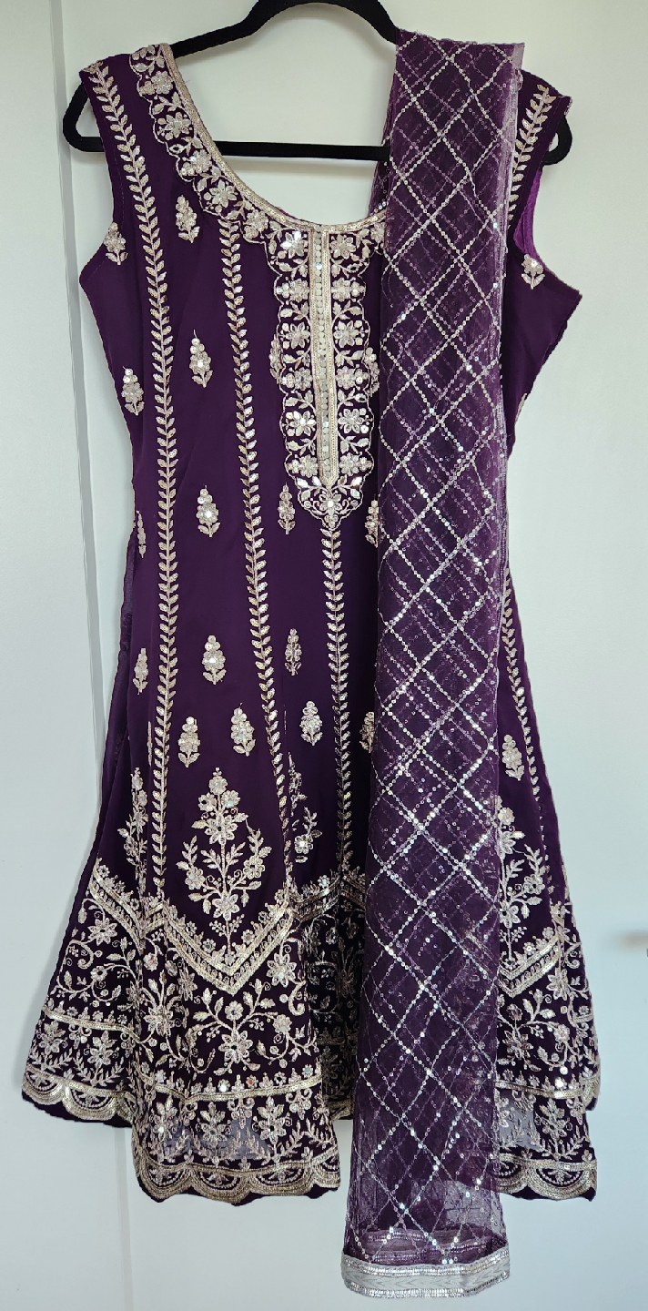 ** BRAND NEW - Heavy Work Purple Short Anarkali Indian Outfit