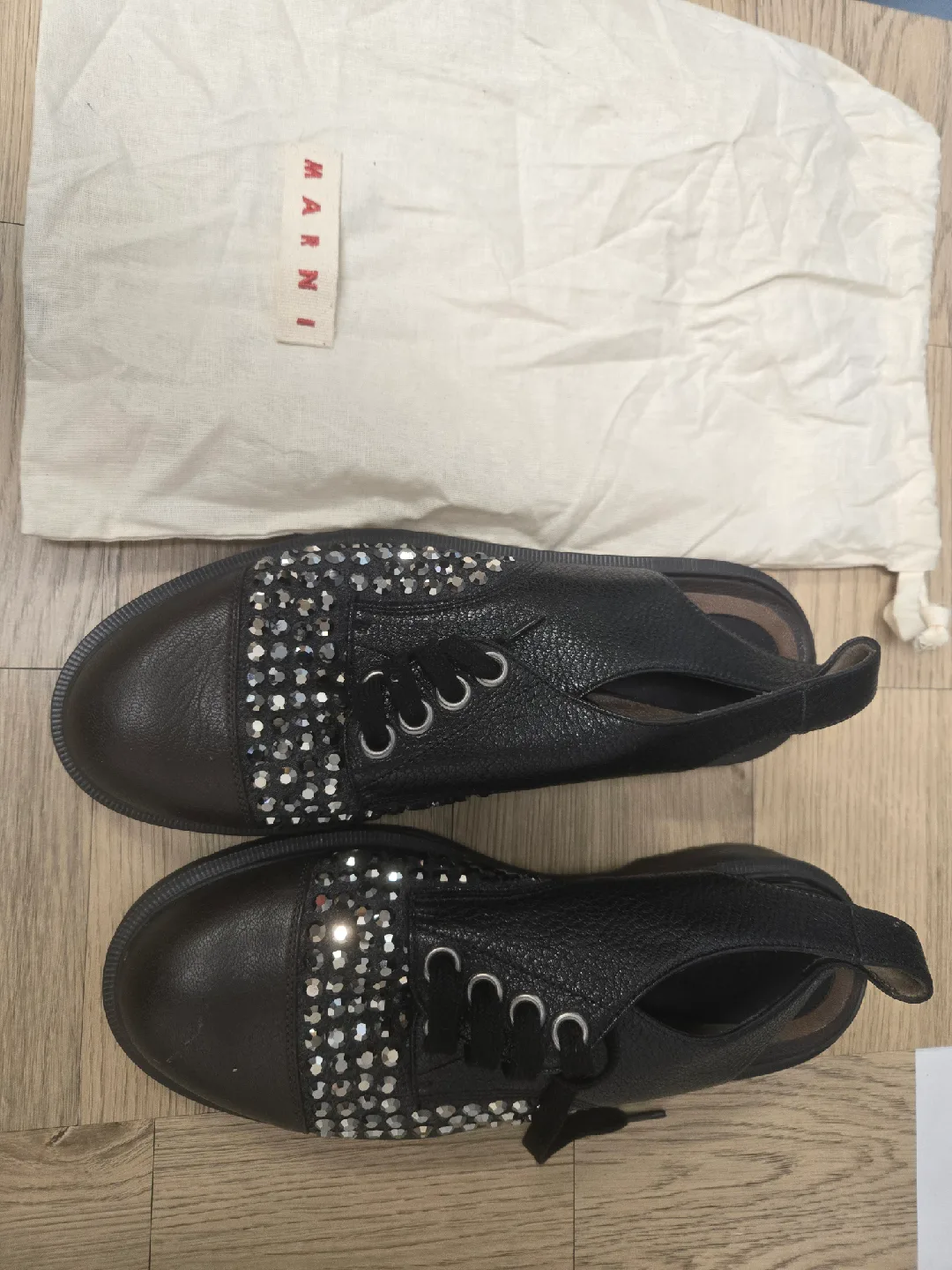 Marni Embellished Leather Oxford Shoes - Size 40