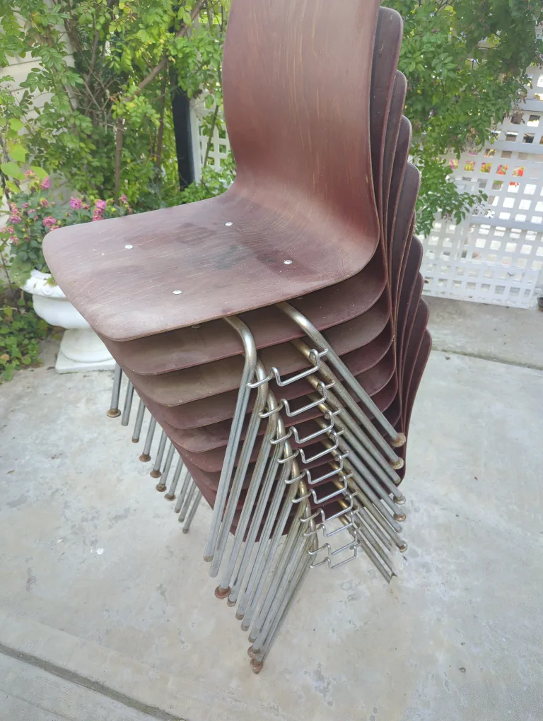 Stackable Brown Chairs - Set of 8