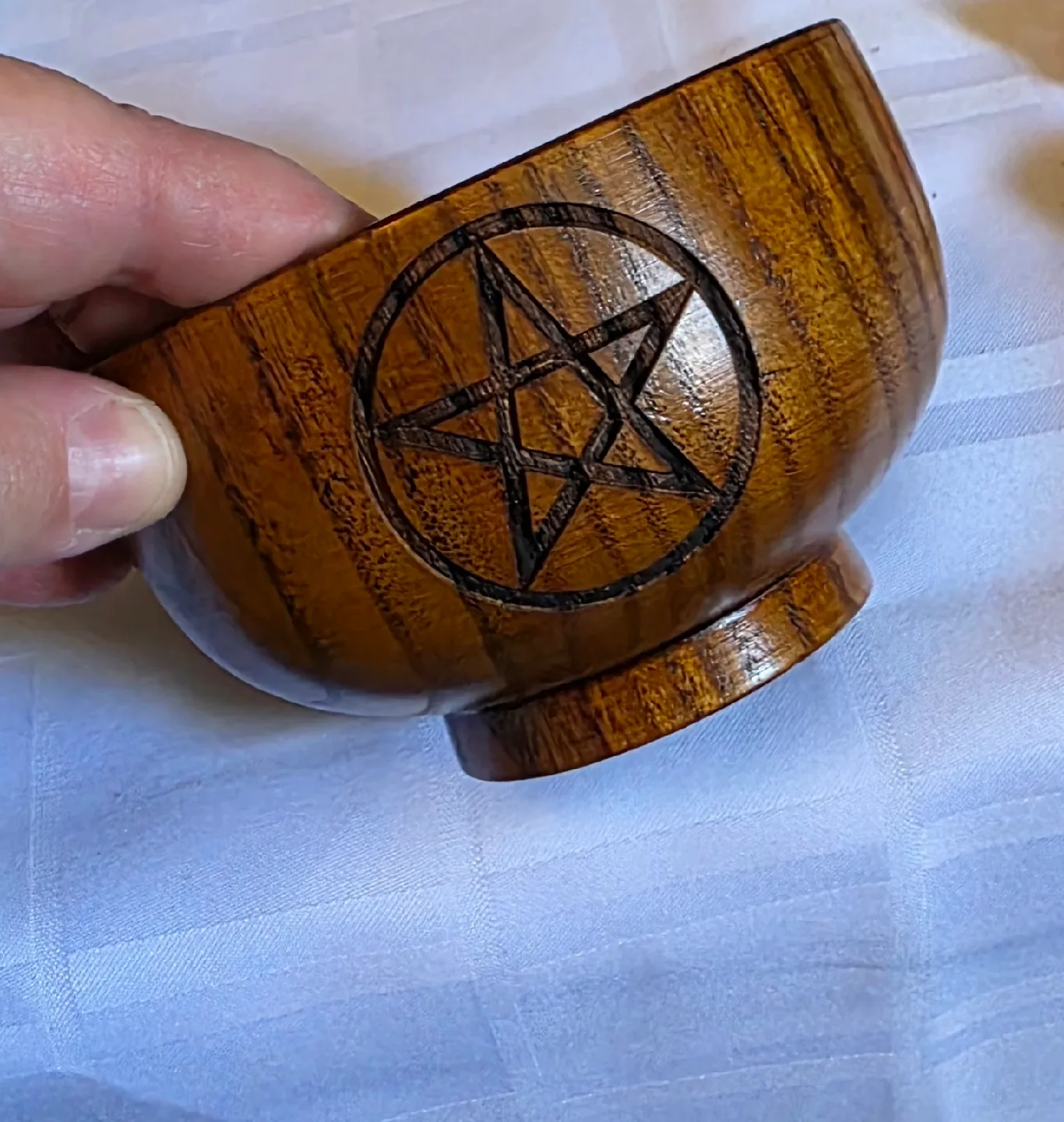 Wooden Bowl with Pentagram