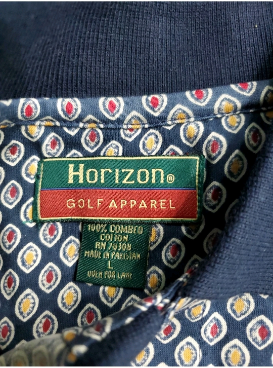 Horizon Golf Apparel Lisle Print Polo - Navy, Large - photo 4