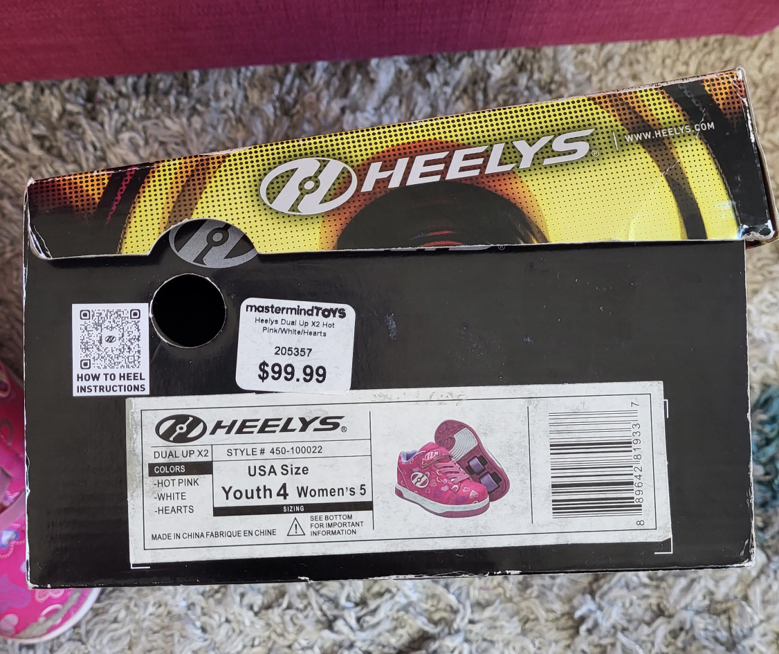 Heelys Dual Up X2 Hot Pink/White/Hearts - Youth 4