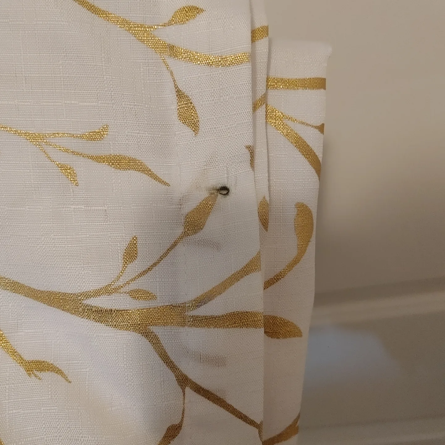 Fabric White Curtain with Gold Branch Design image indicator(2)