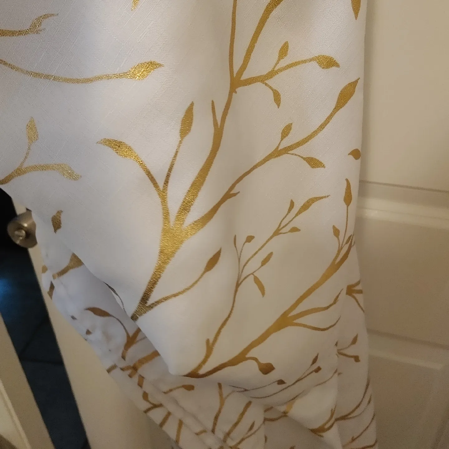 Fabric White Curtain with Gold Branch Design image indicator(3)