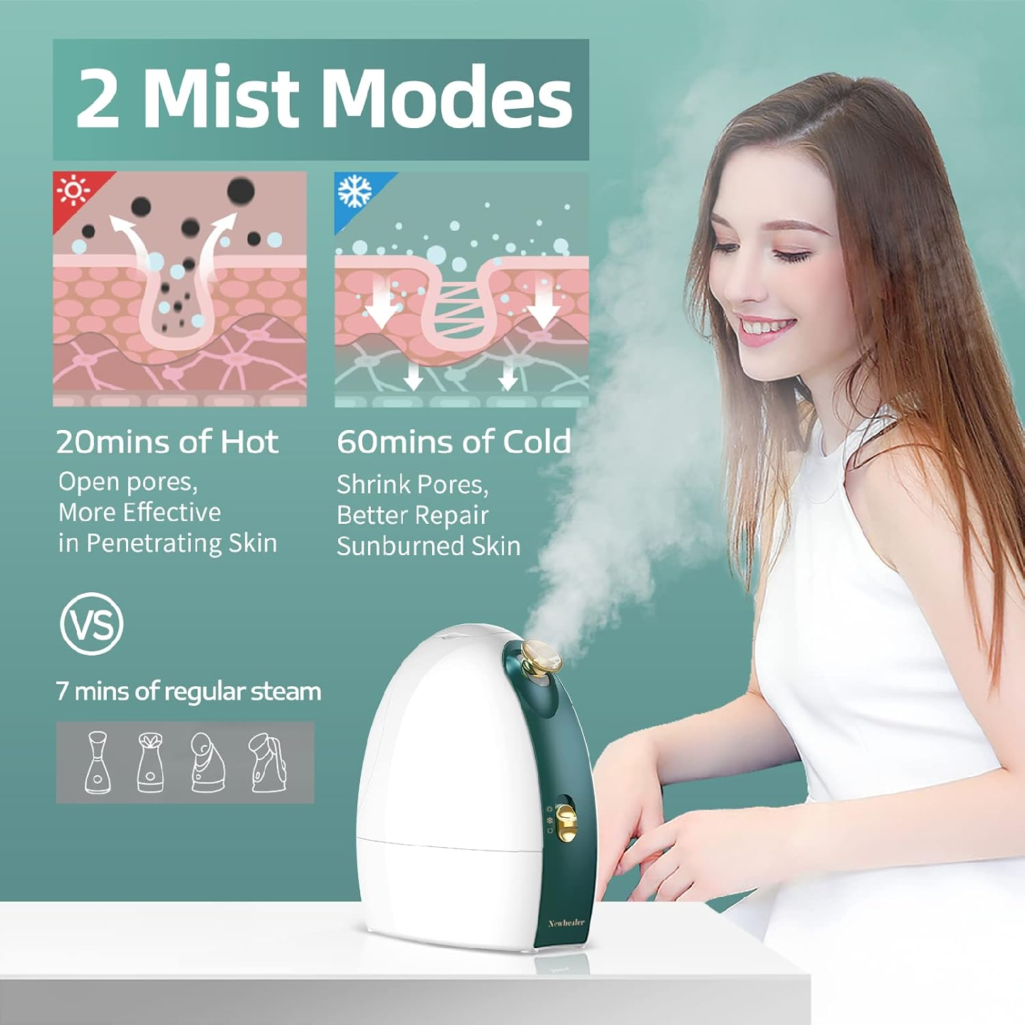 Newbealer Facial Steamer, 3in1 Aromatherapy Face Humidifier - photo 3