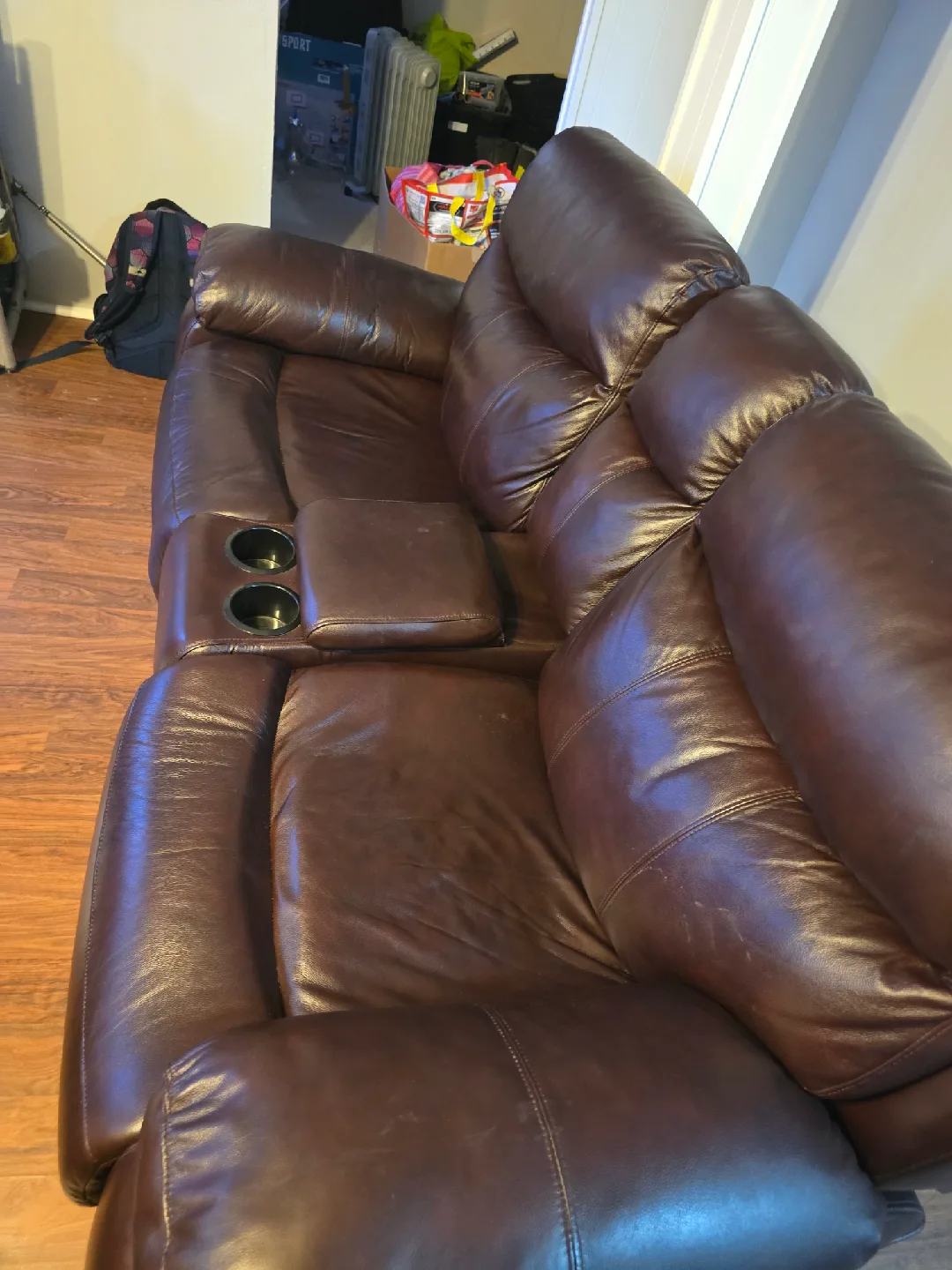 Brown Leather Reclining Sofa image indicator(4)