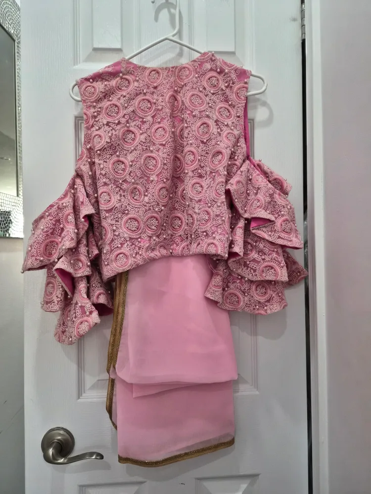 Pink Lehenga Skirt and Top Set image indicator(3)