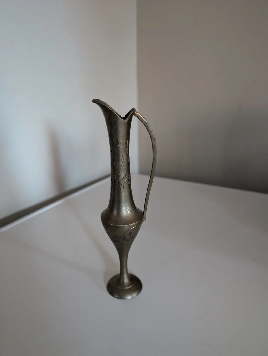 Vintage Metal Pitcher Vase image indicator(2)