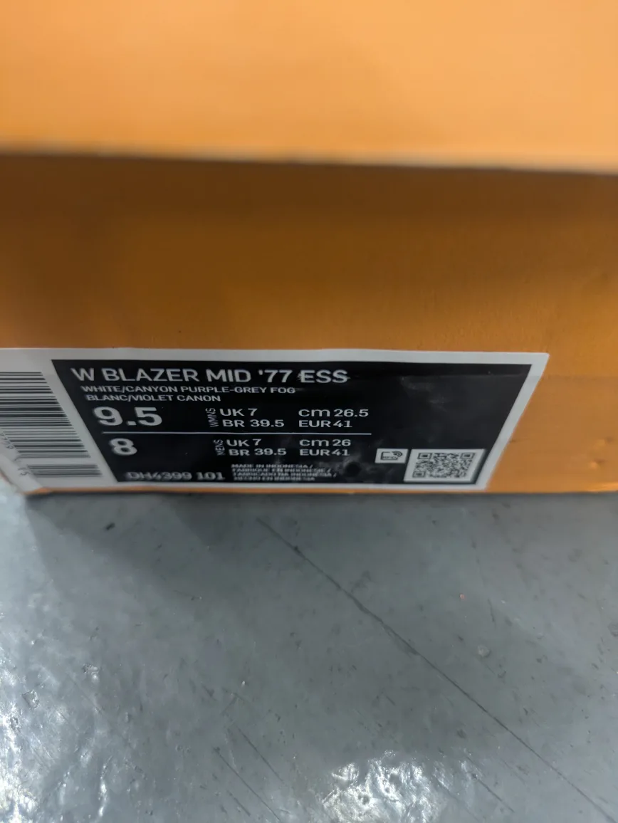 Nike Blazer High Top White Canyon Purple Gray Fog Sneakers  9.5 image indicator(6)