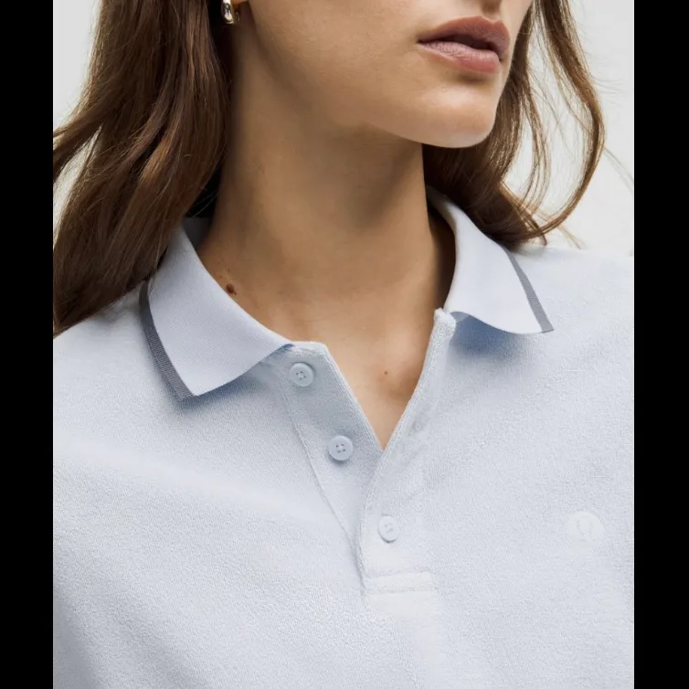 NWT Cotton Terry Relaxed-Fit Polo Shirt - Size S, Starch Blue image indicator(4)