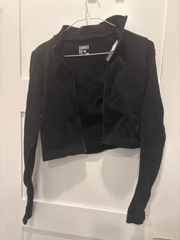 Sommer Ray Black Cropped Zip Up - Size M
