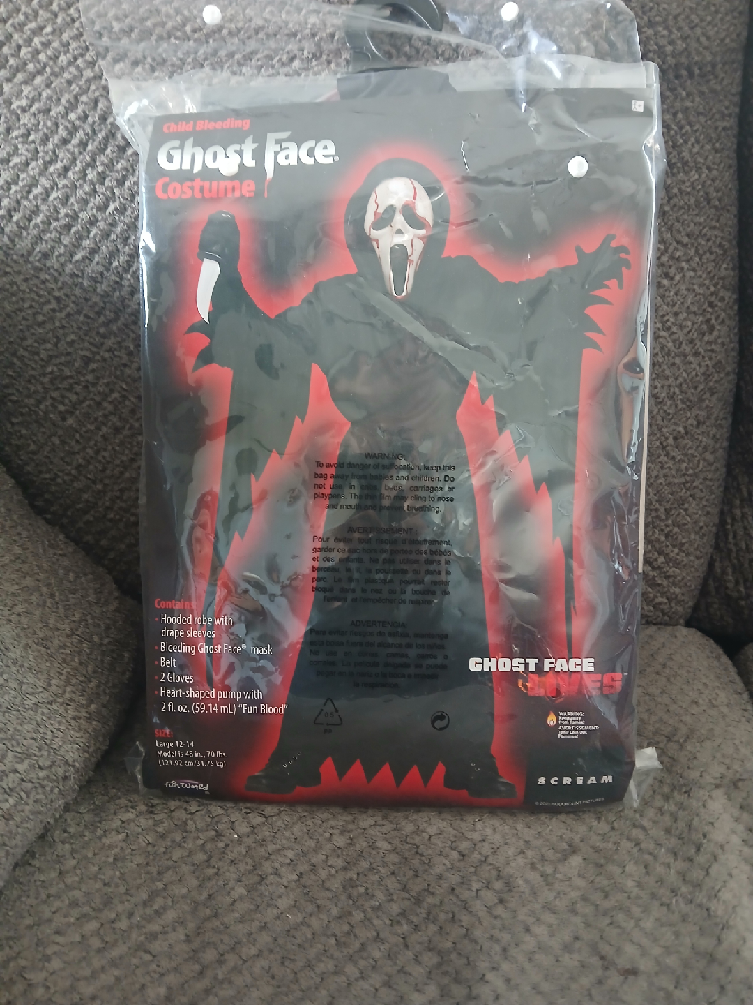 Child Bleeding Ghost Face Costume, Size Large (12-14)