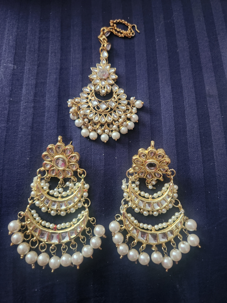 Earrings & Tikka Set, Gold Colour - photo 5
