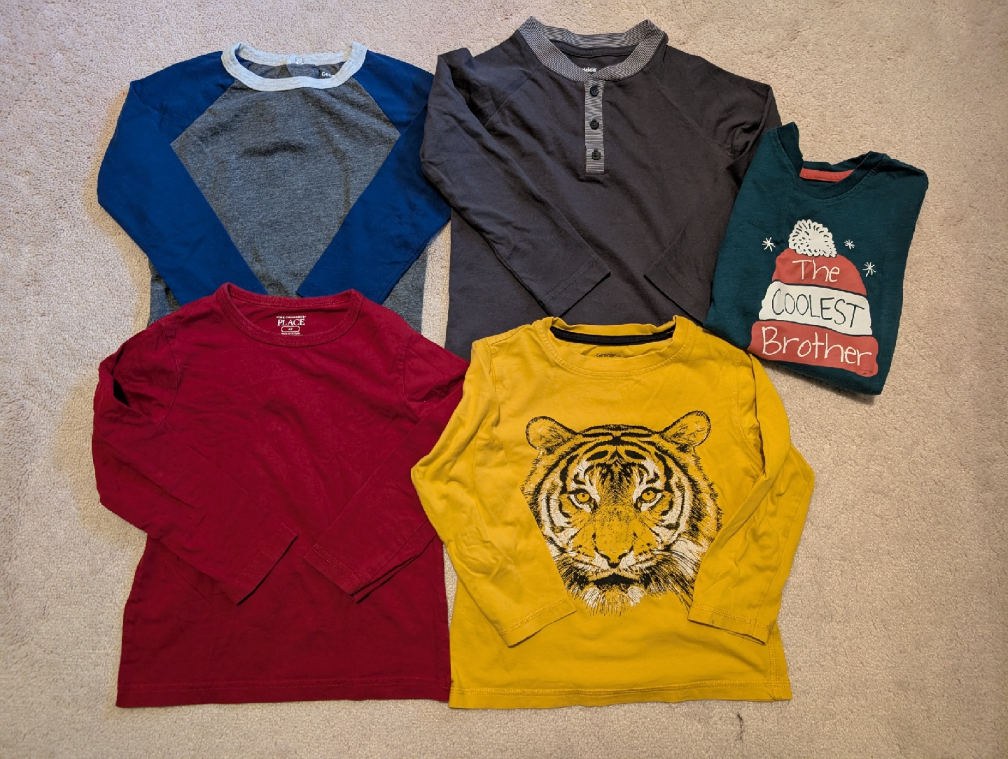 Boys Long Sleeve Shirts - Size 4T - Bundle of 5